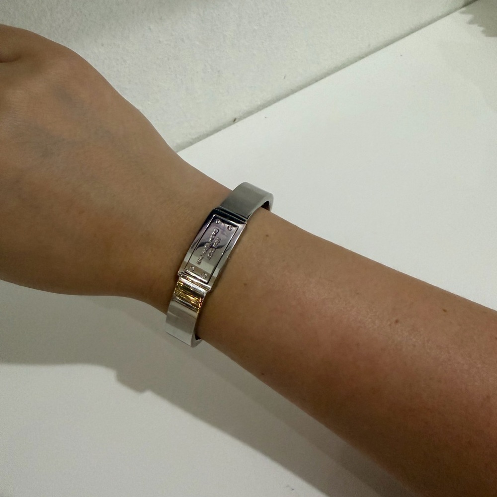 Michael Kors Stainless Steel Bracelet Bangle – Silver Tone – Logo Plated